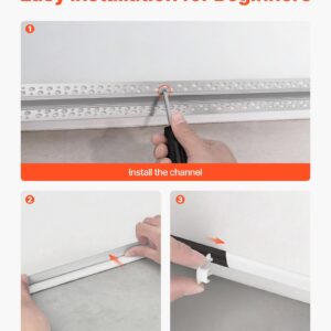 Plaster-in LED Aluminum Channel, 10-Pack 6.6 Ft/2M, Trimless Recessed Drywall LED Strip Diffuser Channel, With Milky Cover, End Caps And Mounting Clips, Aluminum Profile, For Wall And Ceiling
