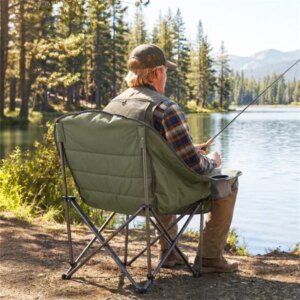Green Heavy-Duty Folding Camping Chair, PVC Coated 600D Oxford Fabric, X-Shaped Metal Frame & Non-Slip Foot Pads