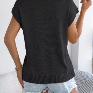Women Solid Color Cable Knit Batwing Sleeve Loose Knit Top