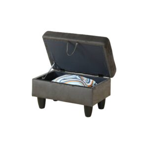 Pickup Only–Espresso Flannel Living Room Sofa Set Ottoman