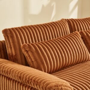 74 Cloud Corduroy Loveseat Sofa, Modern Comfy Couches, 2-Seater Sofa Couch For Living Room, Bedroom And Small Spaces,Orange