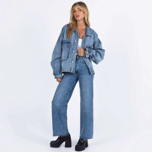 New Versatile 3D Bag Design Retro Classic Loose-fit Denim Jacket