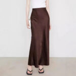 Women's Satin Midi Skirt High Waist Elastic Waistband Hand-tied Tie-dye Pattern