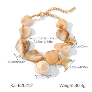 Starfish Shell Marine Element Stainless Steel Bracelet