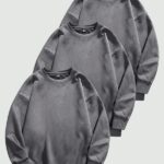 Men's Solid Drop Shoulder Suede Sweatshirt Casual Regular