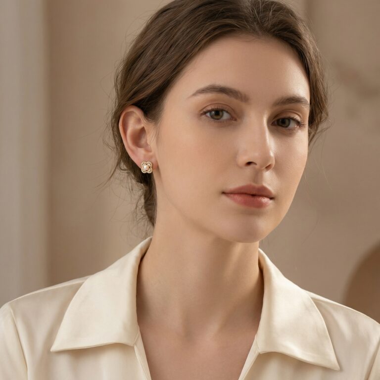 925 Sterling Silver Elegant Pearl Quatrefoil Stud Earrings with Sparkling Baguette and Pavé Accents