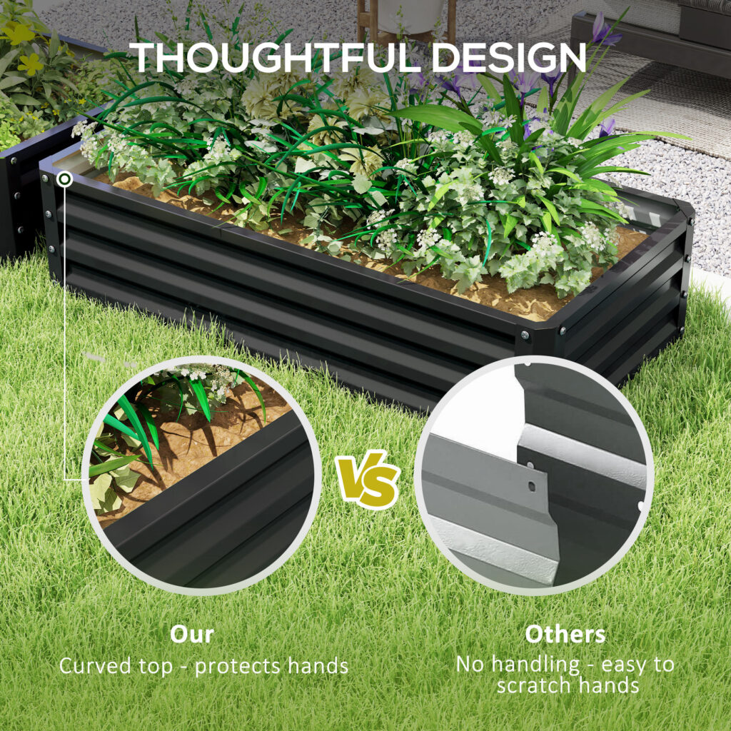Galvanized Raised Garden Bed, 4' x 2' x 1' Metal Planter Box, for Growing Vegetables, Flowers, Herbs, Succulents, Gray