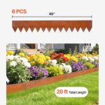 Corten Steel Landscape Edging, 6-Pack 40 X 6 Inch Metal Edging For Landscaping With 8 Connecting Plates, Bendable Metal Garden Edge Border For Flower Bed, Yard Pathway, Rust