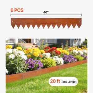 Corten Steel Landscape Edging, 6-Pack 40 X 6 Inch Metal Edging For Landscaping With 8 Connecting Plates, Bendable Metal Garden Edge Border For Flower Bed, Yard Pathway, Rust