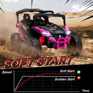 12V Kids Ride On Truck, Battery Powered Electric UTV Vehicle with Rear Suspension, Remote Control for 3-5 Years, Pink