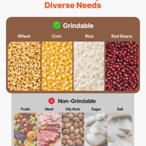 Electric Grain Mill Grinder, 110 Lbs/H Commercial Spice Grinders, 1500W Cast Iron Pulverizer Powder Machine With Non-Slip Rubber Feet, For Dry Grains, Spices, Cereals, Coffee, Corn & Pepper