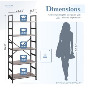 5 Tiers Bookshelf, Classically Modern Book Shelf, Book Rack, Storage Rack Shelves In Living Room-Home-Office