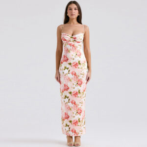Elegant Floral Slim-fit Slip Dress For Women