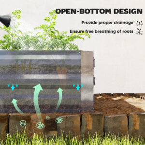 4 x 3 x 3ft Raised Garden Bed with Mini Greenhouse, Galvanized Raised Garden Bed with Cover, Clear and Dark Gray