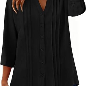 Pleated Casual Solid-Color Loose Cotton-Linen Shirt