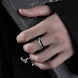 Men's Trendy Light Luxury Single Ring, Adjustable Opening Fashion Ring For Men, Stylish Personality Advanced Index Finger Ring, Men's Jewelry