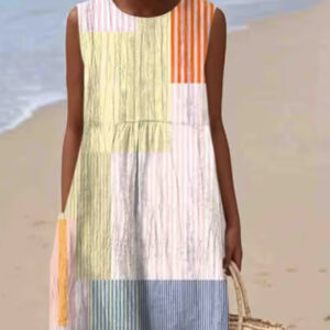 Women's Casual Print Round Neck Sleeveless Dress