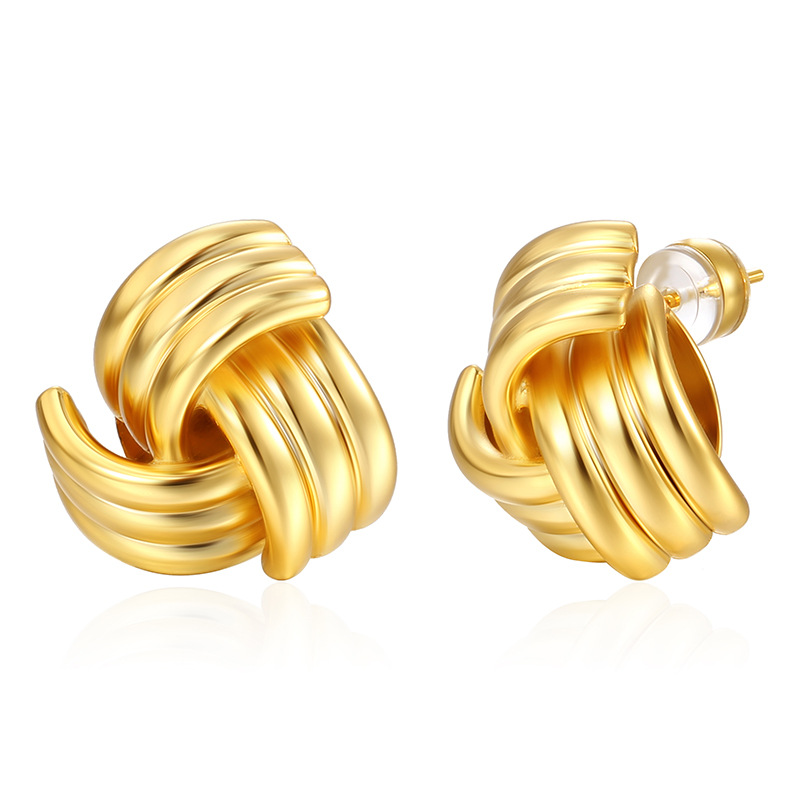 Copper-plated Niche Design 18k Gold-Colored Elegant Simple Instagram-Style Earrings