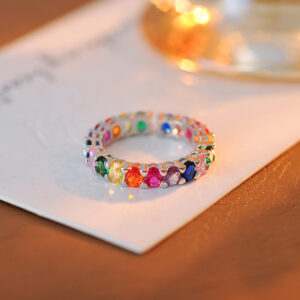 Niche Light-luxury Design With A High-end Feel Candy-colored Rainbow Ring