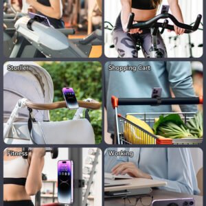 MagSafe Magnetic Phone Holder With Adjustable Silicone Strap, 4000Gs Strong Magnet Gym Shopping Cart Mount, 360 Rotation Stand For Phone & Universal Phones