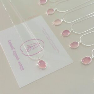 Strawberry Quartz Crystal Necklace Womens Pendant Collarbone