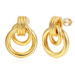 Copper-plated Niche Design 18k Gold-Colored Elegant Simple Instagram-Style Earrings