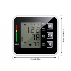 Black Smart Wrist Blood Pressure Monitor With Automatic Measurement And Voice Announcement For Home Use