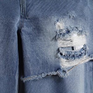Casual Faux Two-piece Ripped Jeans