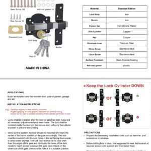 50mm 70mm Security Garden Shed Gate Lock Long Throw Locking Double Locking UK