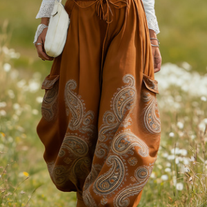 High-waisted, Drawstring Lantern Pants