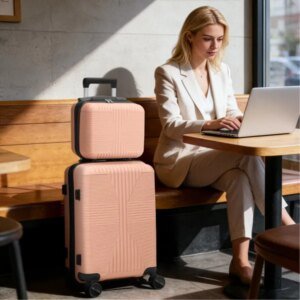 Non-TSA Customs Lock 2-in-1 PP Trolley Case, 12in/20in, PP, Pink