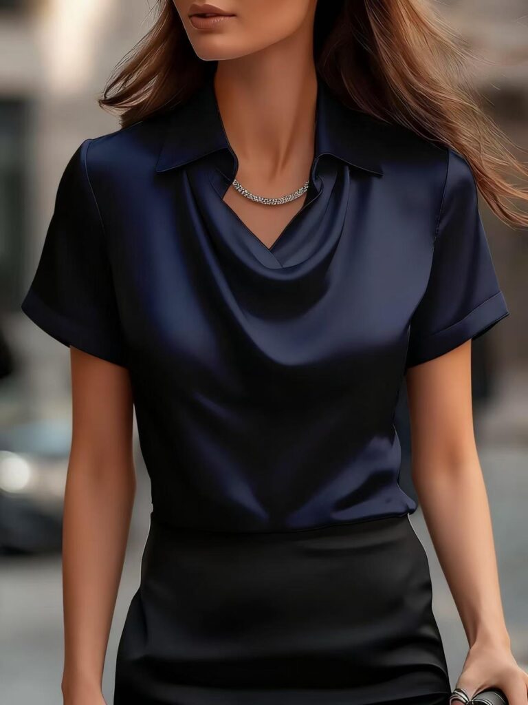 Elegant Minimalist Boat-neckline Shirt For Women