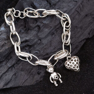 Sweet Cool Style Strawberry Bear Bracelet For Women Retro Punk