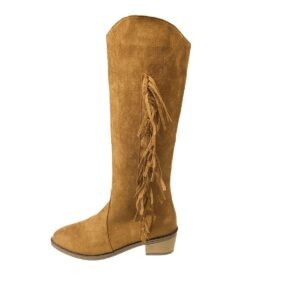 Women's Pointed-Toe Low-Heel Comfortable All-Match Plus-Size Thigh-High Fringe Boots