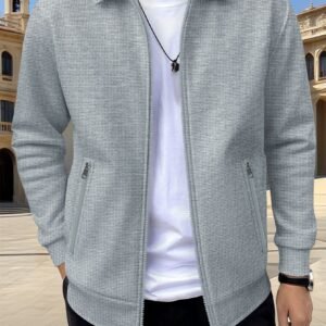 New Solid-color Pocketed Zip-up Long-sleeve Jacket Coat