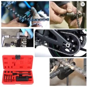 13-Piece Motorcycle Bike ATV Chain Breaker & Riveting Tool Kit CR-V Steel Storage Case Fits #35 - #630 Chains