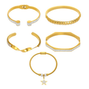 Stainless Steel Ultra-Shiny Full-Crystal Clip Bracelet