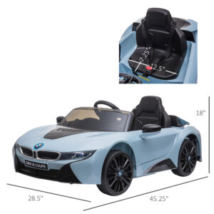 Licensed BMW I8 Coupe 6V Electric Car, Kids Ride-On Car, Battery Powered Toy with Remote Control Music Horn Lights Suspension for 37-96months Old, Blue