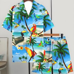 Printed Trendy Loose Short-Sleeve Shirt And Shorts Mens Set
