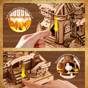 ROKR 3D Wooden Cuckoo Clock Puzzle, A Fun 3D Clock Puzzle Toy With LED Lights And Cuckoo Sounds, 435-piece Mechanical Wall Clock DIY Assembly Set, Suitable For Adults,LC901