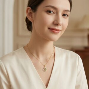 925 Sterling Silver Elegant Hulu Pendant Necklace Featuring White Jade and Intricate Filigree Artistry