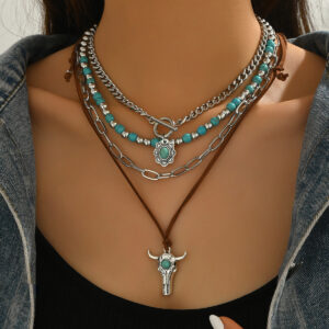 Western Cowboy-Style Turquoise Necklace Set