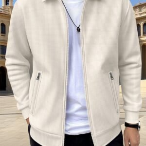 New Solid-color Pocketed Zip-up Long-sleeve Jacket Coat