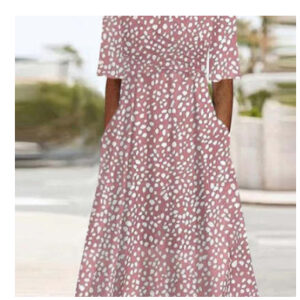 Printed European And American Style Summer Casual Loose Long-Sleeve Dress