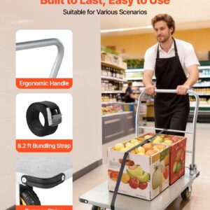 Platform Truck, 2000 Lbs Capacity, Heavy Duty Steel Flatbed Cart With Swivel Wheels And Handle, Foldable Platform Hand Push Truck Dolly, For Groceries, Garage, Warehouse, 35.4 X 23.6 X 35.4 In