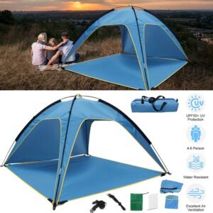 Beach Tent Sun Shelter UPF50 Add UV Protection, 6.9x6.9ft Beach Canopy Tent For 4-6 Adults, Portable Outdoor Sun Shade Tent With Carry Bag