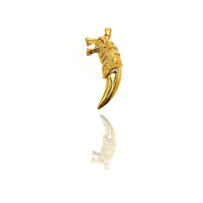 24k Gold Jewelry,Viking Wolf Necklace,Vintage Gothic Tribal Pendant,Punk Style Domineering Fierce Amulet Wolf Head Jewelry