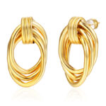 Copper-plated Niche Design 18k Gold-Colored Elegant Simple Instagram-Style Earrings