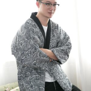 Japanese Men's Winter Kimono Cotton Jackets Warm Cotton Kimono Coat Indoor Outdoor Kimono Coat Traditional Japanese Kimono For Men Lightweight & Warm Kimono