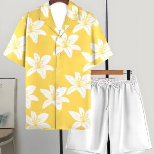 Printed Trendy Loose Short-Sleeve Shirt And Shorts Mens Set